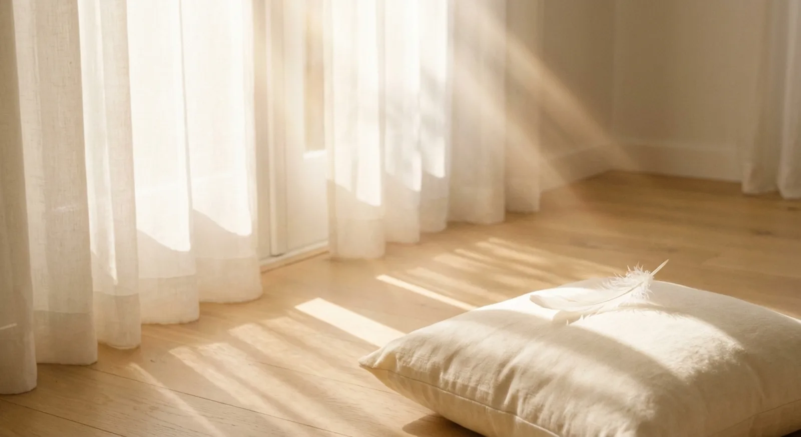 Weiße Feder im warmen Sonnenlicht – Leichtigkeit und Präsenz